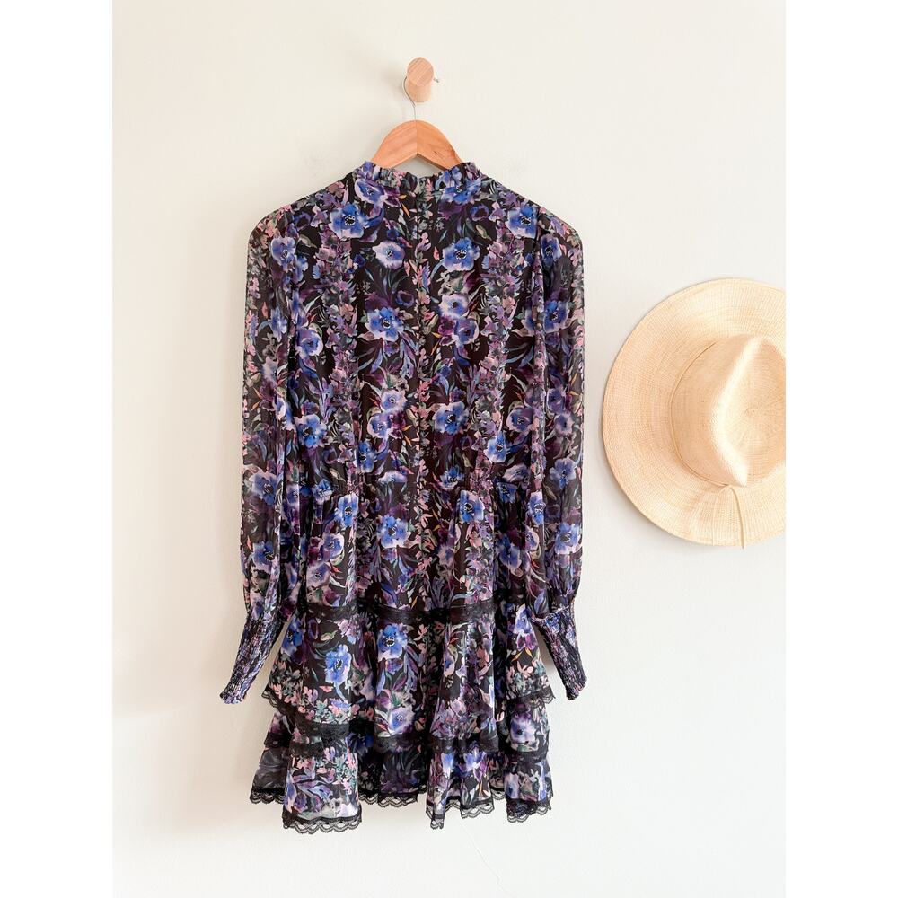 Allison New York | Carter Mini Dress in Fall Florals Purple | Sz XS - Picture 10 of 12